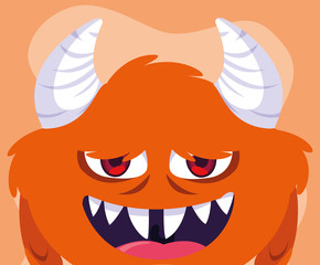 Canvas Print - Orange monster cartoon design icon vector ilustration