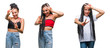© Krakenimages.com - Collage of beautiful braided hair african american woman with birth mark over isolated background smiling looking to the camera showing fingers doing victory sign. Number two.
