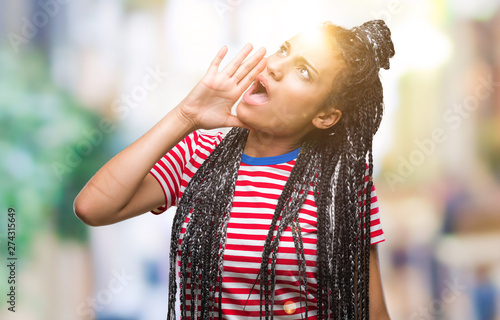 Young Braided Hair African American Girl Over Isolated Background