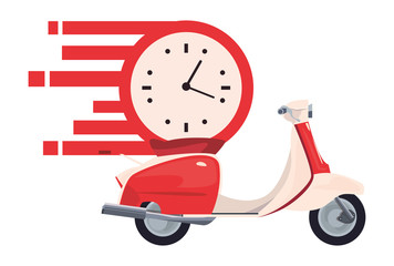 Canvas Print - motorcycle clock time fast delivery logistic icon vector ilustrate