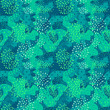 Illustrated abstract seamless green pattern