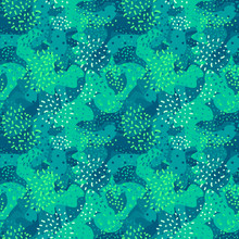 Illustrated Abstract Seamless Green Pattern