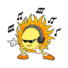 Poster - Cool sun listening music