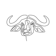 Wall Mural - One continuous line drawing of buffalo head