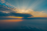 Fototapeta Zachód słońca - •	sea of clouds in the morning sun, at the top of Emei Mountain in Sichuan Province, China