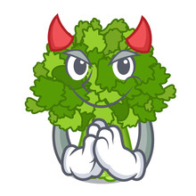 Devil Rabe Broccoli In Vegetable Mascot Basket