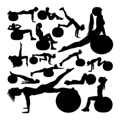 Beautiful woman doing fitness silhouettes. Good use for symbol, logo, web icon, mascot, sign, or any design you want.