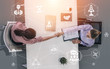 © InfiniteFlow - Human Resources Recruitment and People Networking Concept. Modern graphic interface showing professional employee hiring and headhunter seeking interview candidate for future manpower.
