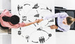 © InfiniteFlow - Risk Management and Assessment for Business Investment Concept. Modern graphic interface showing symbols of strategy in risky plan analysis to control unpredictable loss and build financial safety.