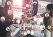 © InfiniteFlow - Human Resources Recruitment and People Networking Concept. Modern graphic interface showing professional employee hiring and headhunter seeking interview candidate for future manpower.