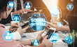 © InfiniteFlow - Social media and young people network concept. Modern graphic interface showing online social connection network and media channels to engage customer interaction in the digital business.