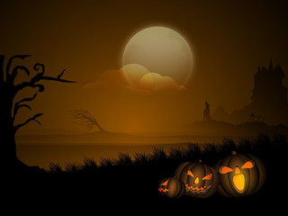 Wall Mural - Halloween party celebration concept with jack o lantern.