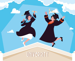 Canvas Print - Graduating students in celebration design