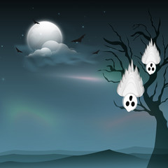 Wall Mural - Halloween party celebration with traditional ghost.