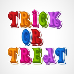 Sticker - Trick Or Treat party celebration poster with colorful text.