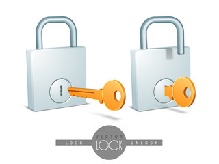 Wall Mural - concept of lock and unlock.