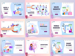 Wall Mural - Business concepts of landing pages marketing in the Internet and sale in social networks a large set