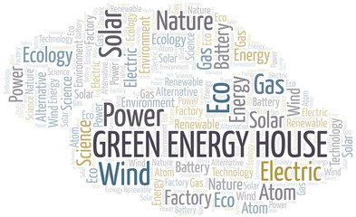 Green Energy House word cloud. Wordcloud made with text only.