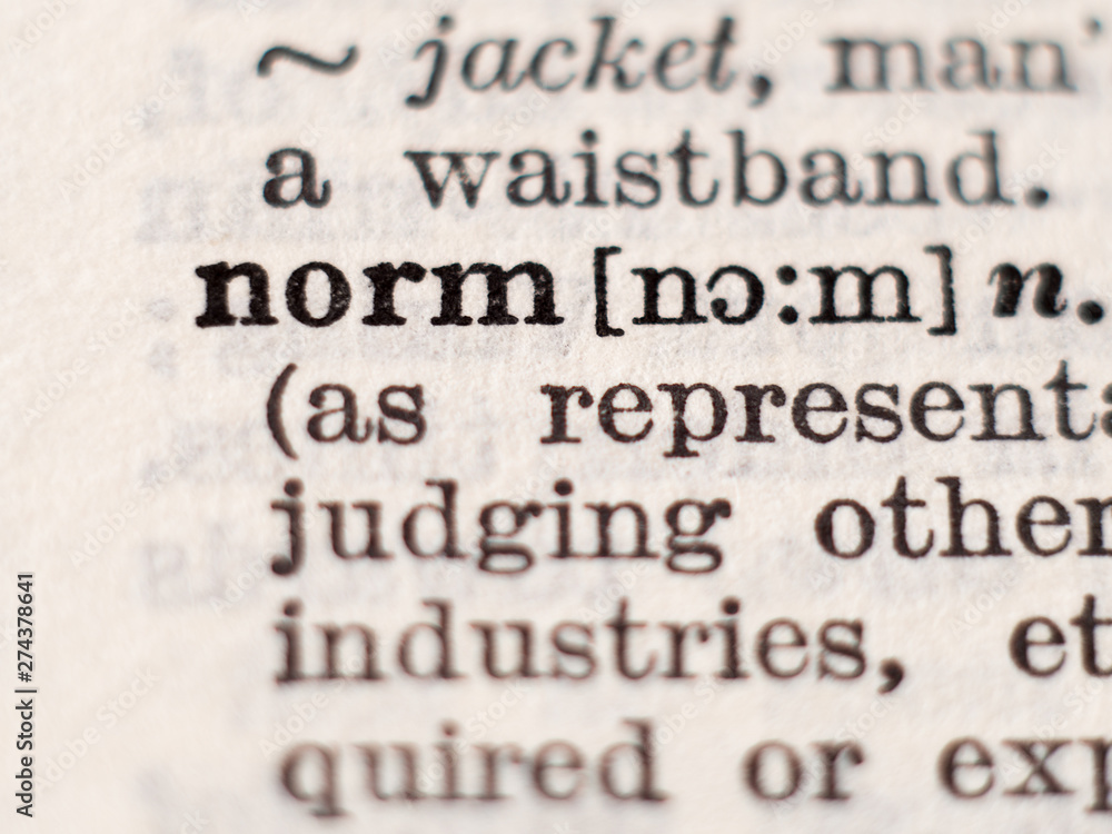 Dictionary definition of word norm, selective focus. - obrazy, fototapety, plakaty 