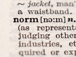 Dictionary definition of word norm, selective focus.