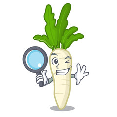 Sticker - Detective white radish isolated with the mascot