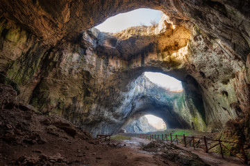 Wall Mural - the magic cave / magnificent view of the devetaki cave, one of the largest and most picturesque cave