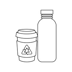 Poster - set of ecological bottles isolated icon