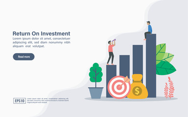 Vector illustration concept of return on investment. Modern illustration conceptual for banner, flyer, promotion, marketing material, online advertising, business presentation