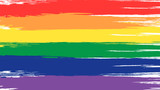 Fototapeta Tęcza - Rainbow flag - symbol of Gay Pride. Flag consists of six colors: red, orange, yellow, green, navy blue, purple and made in CMYK tones so it's ready for print.