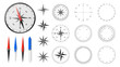 Navigational compass with set of additional dial faces, wind roses and directional needles.