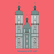 Switzerland, Abbey of Saint Gall, vector travel illustration, flat icon