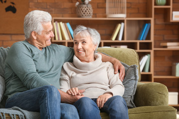 Wall Mural - Portrait of elderly couple in nursing home