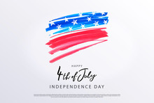 Fourth Of July. 4th Of July Holiday Banner. Stylized Image Of The American Flag, Drawn By Markers. USA Independence Day Background For Sale, Discount, Advertisement, Web. Place For Your Text. 