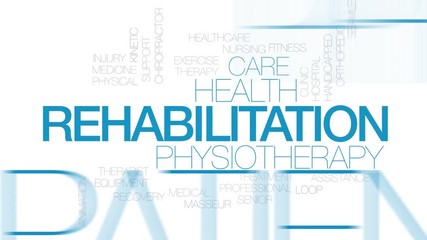 Poster - Rehabilitation animated word cloud, text design animation. Kinetic typography.