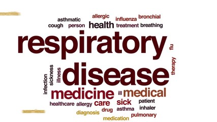 Poster - Respiratory disease animated word cloud, text design animation. Kinetic typography.