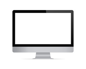 Wall Mural - desktop computer display mockup isolated on white background.