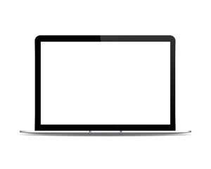Wall Mural - laptop computer with blank screen. computer notebook display. mockup vector isolated on white backgr