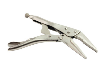 Toothed pliers for fixing metal surfaces for welding isolated on white background without shadow