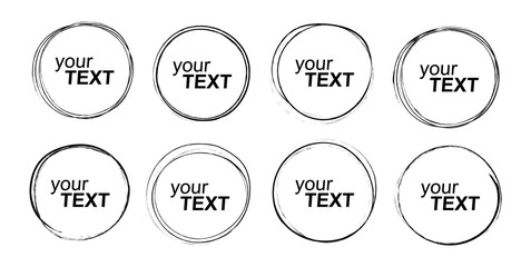 Wall Mural - Hand drawn circles sketch frame set. Elements for design. Doodle style.