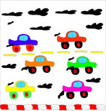Fototapeta Pokój dzieciecy - set of vehicle cars truck design style cartoon vector 