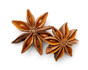 Top view of dry star anise fruits