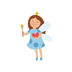 Wall Mural - Magic fairy princess in blue hospital gown holding a heart