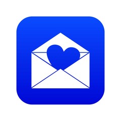 Canvas Print - Envelope with Valentine heart icon digital blue for any design isolated on white vector illustration