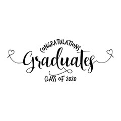 Wall Mural -  Congratulations Graduates Class of 2020 - Typography. gold texture and isolated white background.