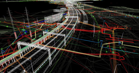 Wall Mural - the bim model of the object of transport infrastructure