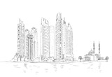 Fototapeta Londyn - Dubai cityscape with Marina skyscrapers