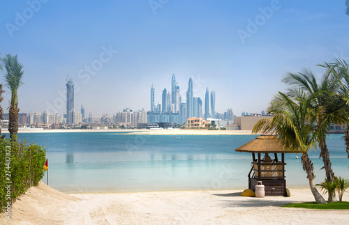 Dubai skyscrapers cityscape view from the Jumeirah island Wallpaper Mural