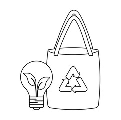 Canvas Print - paper bag with light bulb ecological