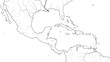 World Map of CENTRAL AMERICA and CARIBBEAN BASIN REGION: Mexico, Cuba, Guatemala, Yucatan, Caribbean Islands, Antilles, Bahamas, Panama Canal. Geographic chart with coastline, sea, gulf, islands.