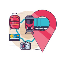 Sticker - Isolated travel icon set design